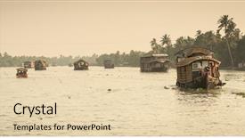  Presentation with indian culture - Colorful presentation theme enhanced with traditional indian house boat kerala backdrop and a lemonade colored foreground