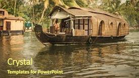  Presentation with house boat - Slide set having traditional indian house boat kerala background and a tawny brown colored foreground