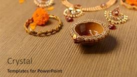  Presentation with festival diwali - Presentation theme with traditional-indian-jewelry-with-lit background and a coral colored foreground