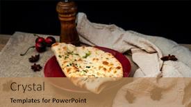  Presentation with indian traditional - Audience pleasing presentation design consisting of traditional-indian-naan-garlic-bread backdrop and a coral colored foreground