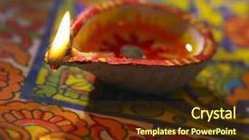 Presentation with oil lamp - Slide deck featuring traditional indian oil lamp background and a  colored foreground