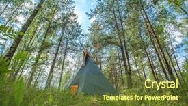  Presentation with teepee - Slide deck consisting of american indians tepee - traditional indian tipi teepee house background and a tawny brown colored foreground