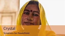  Presentation with rural india - Theme with traditional indian woman in sari background and a gold colored foreground