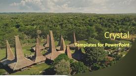  Presentation with asia traditional - PPT theme consisting of traditional-indonesia-houses-at-tropical background and a tawny brown colored foreground