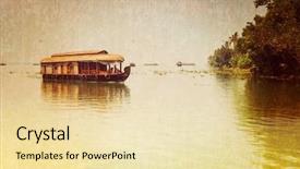  Presentation with traditional culture - Presentation theme featuring traditional inian house boat kerala background and a lemonade colored foreground