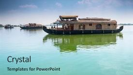  Presentation with house boat - Presentation theme having traditional inian house boat kerala background and a light blue colored foreground