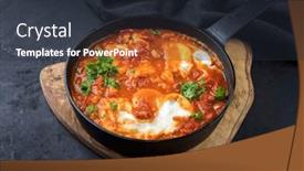  Presentation with chili - Slides enhanced with traditional-israeli-national-dish-shakshouka background and a tawny brown colored foreground
