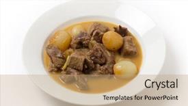  Presentation with greek - PPT layouts consisting of traditional italian and greek lamb fricassee with small onions finished with an egg and lemon sauce background and a coral colored foreground