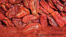  Presentation with italian - Slide deck having traditional-italian-antipasto-dried-tomatoes background and a red colored foreground