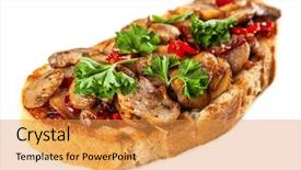  Presentation with italian - Audience pleasing presentation design consisting of traditional italian bruschettas backdrop and a  colored foreground