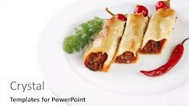  Presentation with peppers - PPT theme featuring traditional-italian-cannelloni background and a white colored foreground
