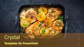  Presentation with fried chicken - PPT theme having traditional-italian-deep-fried-chicken background and a tawny brown colored foreground