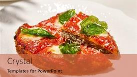  Presentation with white plate - PPT layouts featuring traditional-italian-dish-milanese-steak background and a red colored foreground