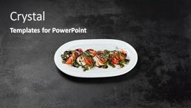  Presentation with italian food - PPT theme with traditional-italian-food-caprese-salad background and a dark gray colored foreground