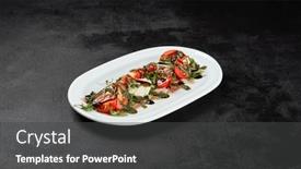  Presentation with italian food - Presentation theme having traditional-italian-food-caprese-salad background and a dark gray colored foreground