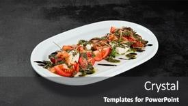  Presentation with italian food - Slide set having traditional-italian-food-caprese-salad background and a dark gray colored foreground