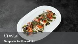  Presentation with italian food - Presentation theme enhanced with traditional-italian-food-caprese-salad background and a dark gray colored foreground