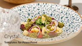  Presentation with italian food - Slide set with traditional-italian-food-panzanella-salad background and a coral colored foreground