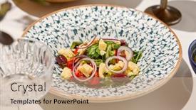  Presentation with italian food - Presentation theme having traditional-italian-food-panzanella-salad background and a coral colored foreground