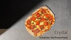  Presentation with italian food - Slide deck featuring traditional-italian-food-pizza-pepperoni background and a coral colored foreground
