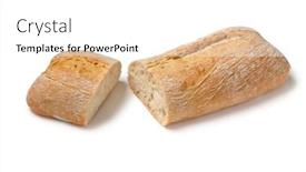  Presentation with cutting board - Slide set having traditional-italian-fresh-baked-ciabatta background and a white colored foreground