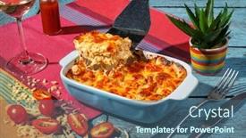  Presentation with blue cheese - Cool new presentation with traditional-italian-lasagna-with-vegetables backdrop and a ocean colored foreground