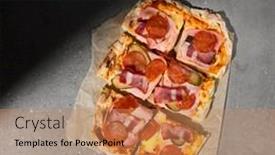  Presentation with meat - Slide deck enhanced with traditional-italian-meat-pizza background and a coral colored foreground