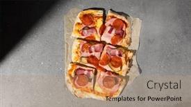  Presentation with meat - Presentation theme consisting of traditional-italian-meat-pizza background and a coral colored foreground