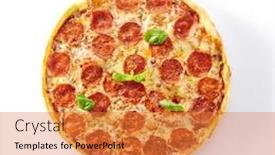  Presentation with mozzarella cheese - Presentation consisting of traditional-italian-pepperoni-pizza background and a gold colored foreground