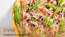  Presentation with italy food - PPT theme enhanced with traditional-italian-pizza-with-dried background and a gold colored foreground