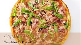  Presentation with italy food - Audience pleasing slides consisting of traditional-italian-pizza-with-dried backdrop and a gold colored foreground