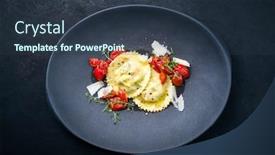  Presentation with italian - Presentation theme having traditional-italian-ravioli-pasta-offered background and a tawny brown colored foreground