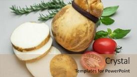  Presentation with italian - Amazing presentation design having traditional italian smoked scamorza cheese backdrop and a yellow colored foreground