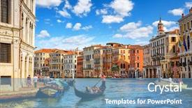  Presentation with tourists - PPT theme with traditional italian venetian architecture background and a teal colored foreground