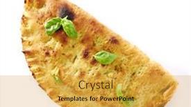  Presentation with mozzarella cheese - Beautiful PPT theme featuring traditional-italian-whole-calzone-pizza backdrop and a yellow colored foreground