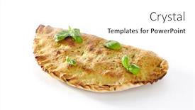  Presentation with mozzarella cheese - Colorful PPT theme enhanced with traditional-italian-whole-calzone-pizza backdrop and a white colored foreground