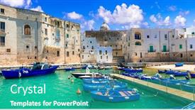  Presentation with italy - Theme with traditional-italy-white-town-monopoli background and a teal colored foreground