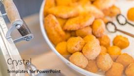  Presentation with traditional japan - Colorful presentation theme enhanced with traditional-japanese-breakfast-of-hotel backdrop and a coral colored foreground