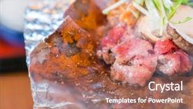  Presentation with traditional japan - Colorful PPT theme enhanced with traditional japanese breakfast of takayama japan backdrop and a coral colored foreground