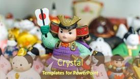  Presentation with japanese - PPT theme featuring traditional-japanese-dolls-used background and a coral colored foreground