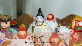  Presentation with festival - Presentation theme with traditional-japanese-dolls-used background and a coral colored foreground