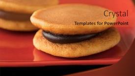  Presentation with japanese - Audience pleasing PPT theme consisting of traditional-japanese-dorayaki-close-up backdrop and a red colored foreground