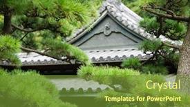  Presentation with house forest - Presentation design featuring traditional-japanese-house-in-bamboo background and a tawny brown colored foreground