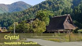  Presentation with old traditional romanian folk costumes - PPT theme consisting of traditional japanese old shirakawa village background and a  colored foreground