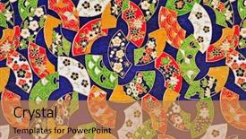  Presentation with traditional japan - Theme with japan geisha - traditional japanese ornament with fan background and a coral colored foreground