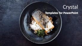  Presentation with salmon fish - Slide deck with traditional-japanese-salmon-fish-teriyaki background and a tawny brown colored foreground