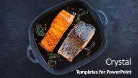  Presentation with soy - Theme consisting of traditional-japanese-salmon-fish-teriyaki background and a wine colored foreground