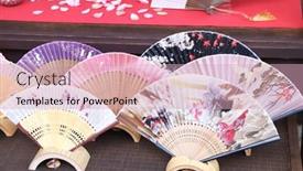  Presentation with japanese flowers - Slide deck featuring traditional-japanese-souvenirs-fans background and a lemonade colored foreground