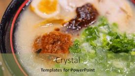  Presentation with japanese ramen - PPT layouts having traditional-japanese-spicy-ramen-bowl background and a mint green colored foreground