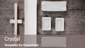  Presentation with image resolution - Cool new PPT theme with traditional japanese sushi bowls pieces backdrop and a gray colored foreground